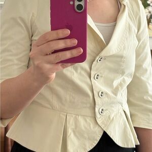 Ivory Peplum Tailored Blazer with Button Closure 100% cotton